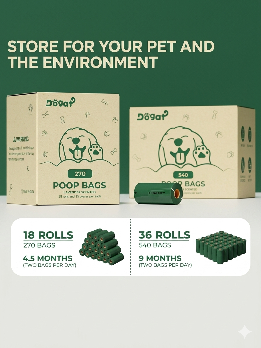 premium dog waste bags : up to 9 months supply - extra thick, heavy duty, lavender scented, & easy tear rolls